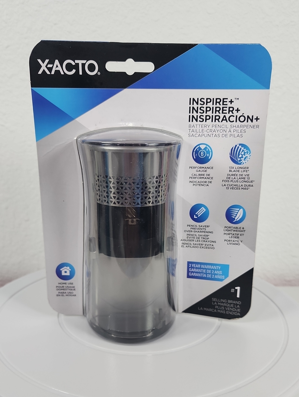 Inspire+ Battery Pencil Sharpener in Silver/Black